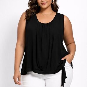 Relativity Black Sleeveless Tie-Hem Camisole